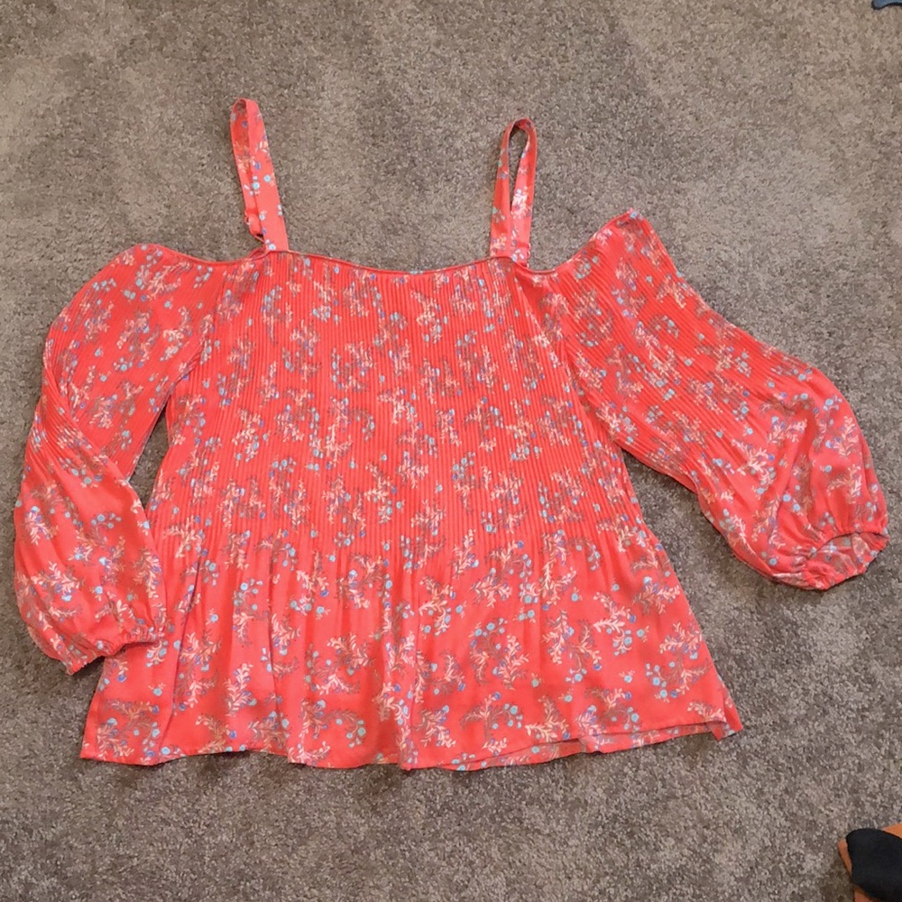 Jessica Simpson cold shoulder Coral blouse